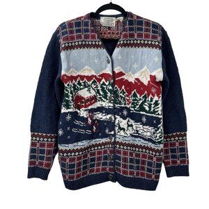 VTG Northern Treasures Parkhurst Cardigan Womens Small Mountain Holiday Winter